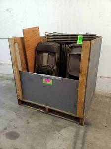 lot 204 image: Lot of (Approximately 30) Folding Chairs with Storage Box
