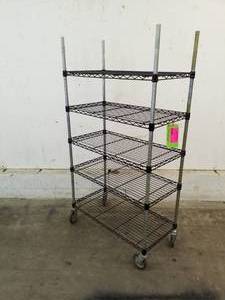lot 125 image: Rolling Wire Rack Shelving Unit 5-Tier