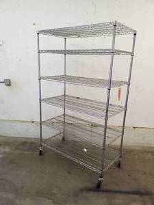 lot 126 image: Rolling Wire Rack Shelving Unit 6-Tier