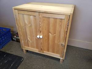 lot 111 image: Wood Cabinet 2-Door 2-Shelf