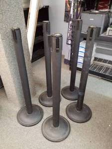 lot 161 image: Lot of (5) Lavi Industries Beltrac Retractable Belt Barrier Stanchions