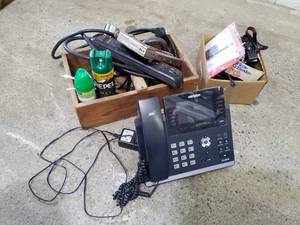 lot 196 image: Verizon HD Telephone Set, Power Strip, Bug Spray, Stapler, Wood Box, And More