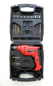 lot 9 image: Durabuilt 38 Inch Corded Electric Drill with Sockets and Bits