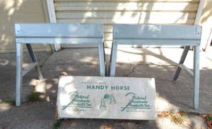 lot 93 image: Federal Hardware Products Folding Metal Saw Horse Set