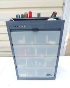 lot 125 image: Vintage Plano 4 Drawer Tool Tote Carrier With Tools and Hardware
