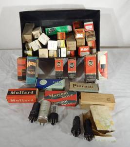 lot 154 image: Lot of 38 Vintage Electronic Vacuum Tubes and Components