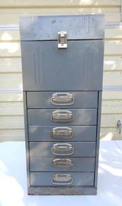 lot 127 image: Vintage Mid Century Acorn Industrial 6 Drawer Storage Cabinet