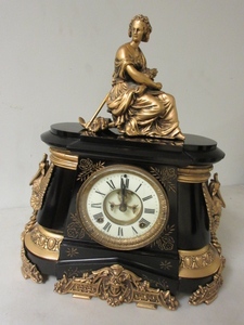 lot 103 image: ANSONIA POMPEI CAST IRON MANTLE CLOCK