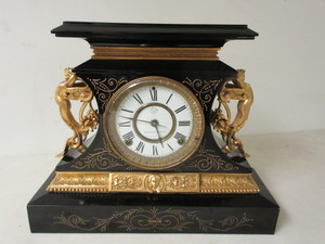 lot 104 image: ANSONIA ROSALIND CAST IRON MANTLE CLOCK