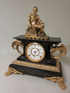 lot 105 image: ANSONIA BELGIUM CAST IRON MANTLE CLOCK