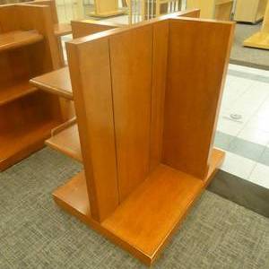 lot 33 image: 49 x 48 x 33 Rolling Wood Shelf Display