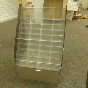 lot 38 image: 54 x 32 x 23 Rolling Multi Shelf Display