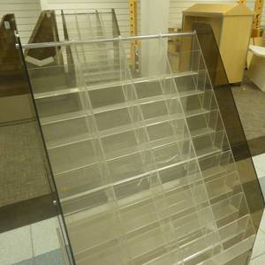 lot 43 image: 54 x 32 x 23 Rolling Multi Shelf Display