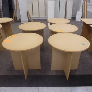 lot 56 image: Lot of Five Round 30 x 30 Easy Assemble Display Tables