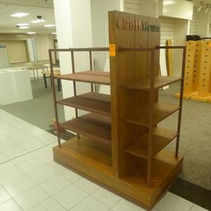 lot 60 image: Ruff Hewn Solid Wood 72 x 34 x 61 Rolling Shelf