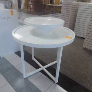 lot 163 image: 49 x 40 Double Tiered Round Display Table