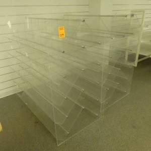 lot 204 image: Lot of Two 61 x 60 x 36 Clear Plastic Display Shelf Units