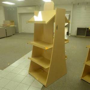 lot 205 image: 76 x 32 x 17 Wood Grained Shelf Display