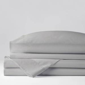lot 36 image: Wrinkle-Free 4-Piece Gray Mist Solid 300 Thread Count Cotton Sateen King Sheet Set, EC43-K-GRAY-MIST - NEW