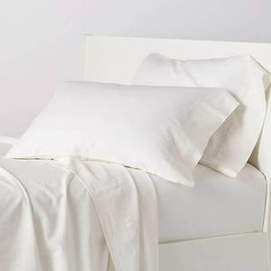 lot 45 image: Linen Cotton Solid 4-Piece Snow Queen Sheet Set, 50319L-Q-SNOW - NEW