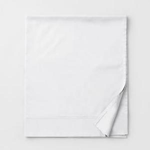 lot 102 image: Classic Solid 350-Thread Count Cotton Sateen Flat Sheet Queen White, E5I4-Q-WHITE - NEW