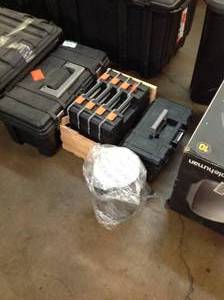 lot 8 image: LOT WITH ASSORTED HUSKY TOOL BOXES GARBAGE CANS SEE PICS
