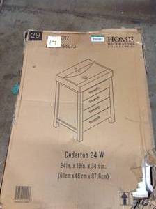 lot 11 image: HOME DECORATORS COLLECTION Cedarton 24 in. W x 18 in. D Vanity in White with Ceramic Vanity Top in White with White Sink SEE PICS