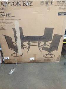 lot 34 image: SET OF 4 HAMPTON BAY RIVERBROOK PATIO CHAIRS (CHAIRS ONLY) NOT USED