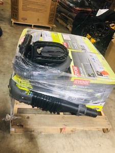 lot 53 image: Pallet whit Ryobi back pack blower costumer returns mostly all are used no tested