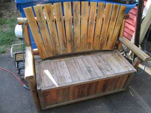 lot 203 image: Wood Storage Bench See Photos...