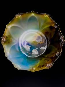 lot 105 image: R. S. Prussia Red Mark Triple Blue Swan Lake 11 Bowl