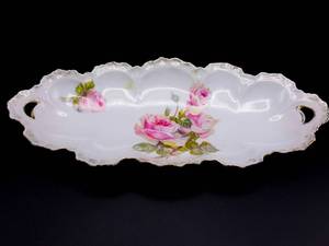 lot 111 image: R. S. Prussia Red Rose Celery Dish Serving 9 12 Bowl