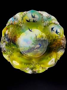 lot 118 image: R.S. Prussia Red Mark Peacock Gilded Porcelain 10 14 Bowl