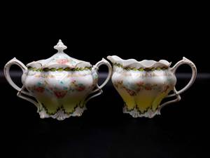 lot 125 image: R.S. Prussia Marked Sugar and Creamer Set