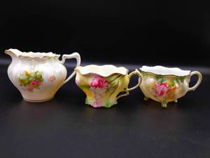 lot 137 image: R.S. Prussia Sugar & Creamer with an additional Creamer