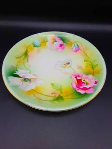 lot 138 image: Beautiful R.S. Prussia Floral Motif 9 Plate with Vibrant Yellows and Pinks