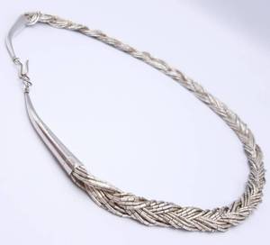 lot 218 image: Navajo Sterling Silver Liquid Necklace with Braided Strands