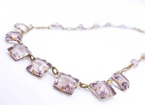 lot 216 image: Square Lavender Amethyst Brass Necklace