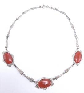 lot 215 image: Maroon Czechoslovakia Glass Decorated Necklace