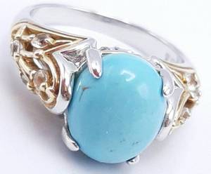 lot 213 image: Turquoise and Topaz Ring