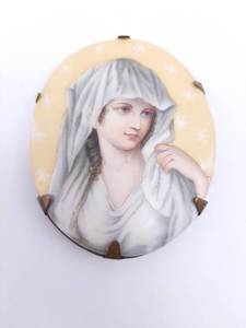 lot 227 image: Large Hand-Painted Porcelain Brooch of Mary Magdeline