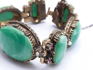 lot 230 image: Teal, Purple, and Pearl Large Costume Bracelet