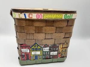 lot 323 image: Vintage Caro Nan Signed Hand Painted Wood Basket Box