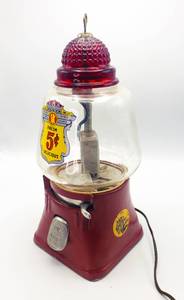 lot 28 image: 30s  40s Silver King 5 Cent Hot Peanut Lighted Vending Machine