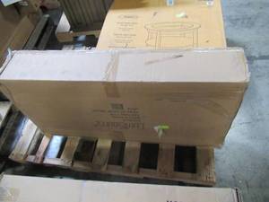 lot 119 image: Lumisource Oregon Grey and Vintage White Upholstered Bench BC-ORUP VWGY
