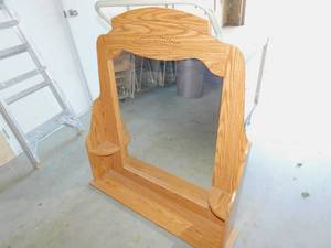 Wooden Mirror with Shelving
