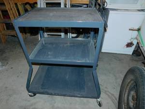 Dark Blue AV Cart on Wheels