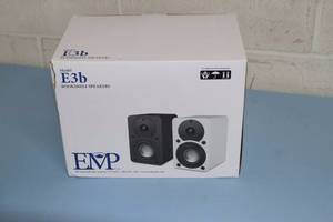 lot 61 image: New PAIR of EMP Model E3B (White) Bookshelf Book Shelf Audio Speakers