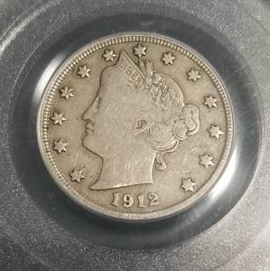 1912-S US LIBERTY NICKEL F12 PCGS KEY DATE COIN