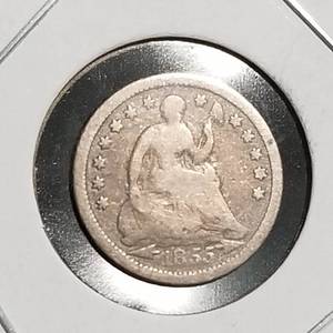 1855 US SEATED LIBERTY HALF DIME